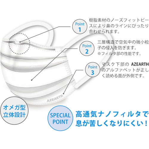 アゼアス　高通気ナノフィルタマスク（５０枚入り）　HM-39903　1 箱