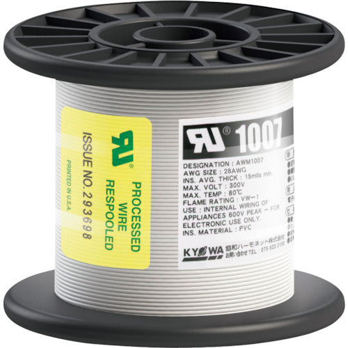 KYOWA UL heat-resistant vinyl insulated wire UL1007 AWG28 100M white UL1007 AWG28 100M WH 1 roll