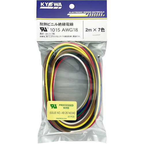 KYOWA UL heat-resistant vinyl insulated wire UL1015 AWG18 2mx7 colors UL1015 AWG18 2 x 7 1 bag
