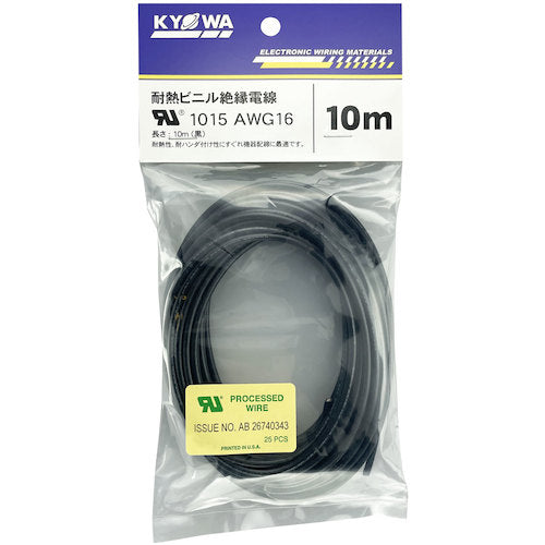 KYOWA UL heat-resistant vinyl insulated wire UL1015 AWG16 10M black UL1015 AWG16 10M BK 1 roll
