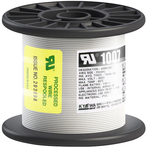 KYOWA UL heat-resistant vinyl insulated wire UL1007 AWG26 100M white UL1007 AWG26 100M WH 1 roll