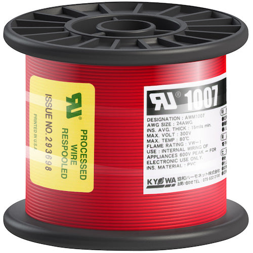 KYOWA UL heat-resistant vinyl insulated wire UL1007 AWG24 100M red UL1007 AWG24 100M RD 1 roll