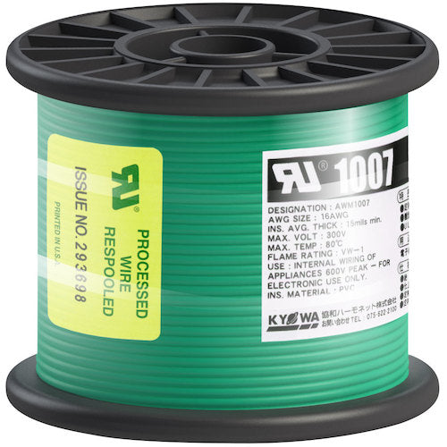 KYOWA UL heat-resistant vinyl insulated wire UL1007 AWG16 50M green UL1007 AWG16 50M GR 1 roll