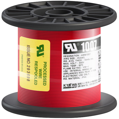 KYOWA UL heat-resistant vinyl insulated wire UL1007 AWG26 100M red UL1007 AWG26 100M RD 1 roll
