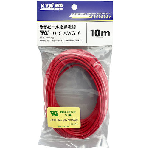 KYOWA UL heat-resistant vinyl insulated wire UL1015 AWG16 10M red UL1015 AWG16 10M RD 1 roll