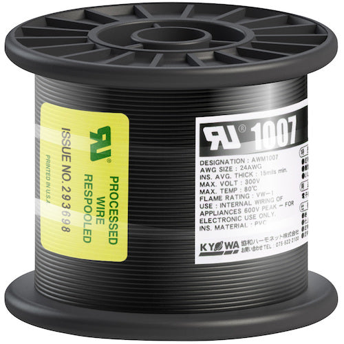 KYOWA UL heat-resistant vinyl insulated wire UL1007 AWG24 100M black UL1007 AWG24 100M BK 1 roll