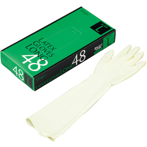 シンガー　ラテックス手袋ロング４８（２０枚入）Ｌ　NR1500PFNBL　1 箱