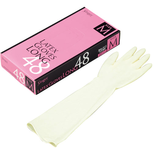 Singer Latex Gloves Long (20 pieces) M NR1500PFNBM 1 box