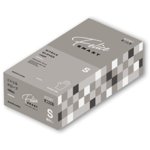 가와니시 니트릴 글로브 페리 체 가루 없음 (100 매입) S 사이즈 화이트 2067 W-S 30 상자
