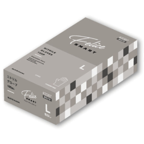 Kawanishi Nitrile Gloves Felice Powder-Free (100 pieces) L size White 2067W-L 1 box