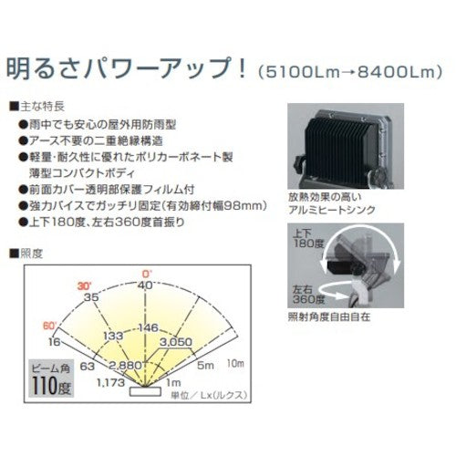 ハタヤ　ＬＥＤ投光器　７０Ｗ　バイス式　ケーブル５Ｍ付　LEV705　1 台