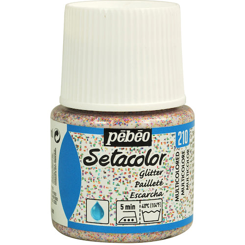 Pebeo Water-Based Acrylic Fabric Paint Setacolor Glitter 45ml Multicolor 329210 1 Bottle