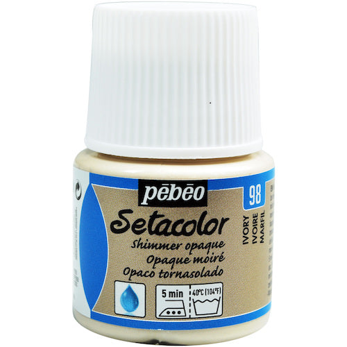 Pebeo Water-Based Acrylic Fabric Paint Setacolor Shimmer 45ml Ivory 295098 1 Bottle