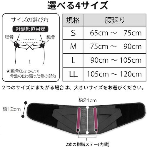 竹虎　腰部固定帯　ランバックソフトＩＩ　ブラック　Ｍ　034073　1 枚