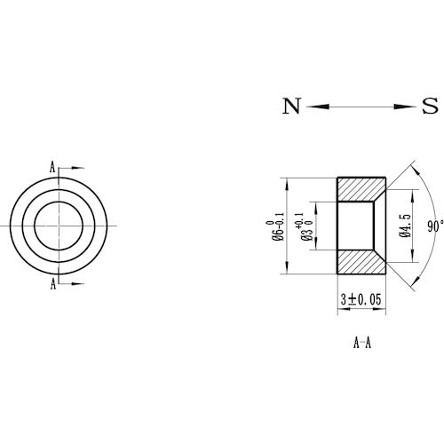 ＭＡＧＥＶＥＲ　ネオジム磁石　丸型　ＮＣ−６Ｒ　皿穴付　Ｍ３　11NC06R1416　1 個