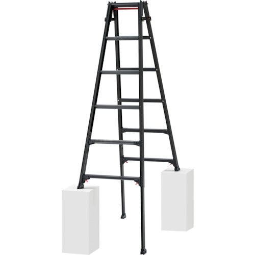 Hasegawa RYZLB-18 6-step aluminum stepladder with extendable legs, 1 unit