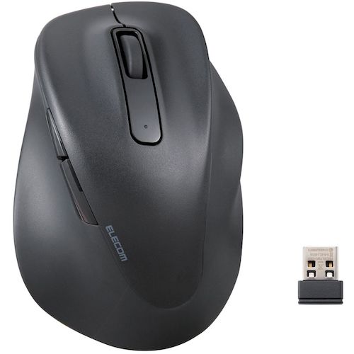 ELECOM Mouse EX-G Right Handed Large Size Wireless 2.4GHz 5 Buttons Antibacterial Quiet Design Black M-XGL30DBSKBK 1 pc