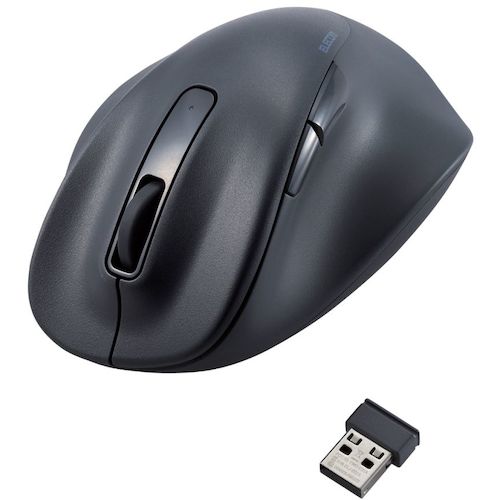 ELECOM Mouse EX-G Right Handed Large Size Wireless 2.4GHz 5 Buttons Antibacterial Quiet Design Black M-XGL30DBSKBK 1 pc