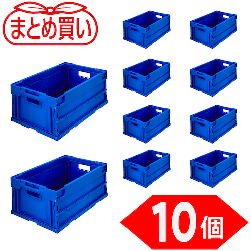 TRUSCO [Bulk Purchase] Oricon Alpha Folding Container 30L Dark Blue 10pcs TR-S30DB-10P 1 S