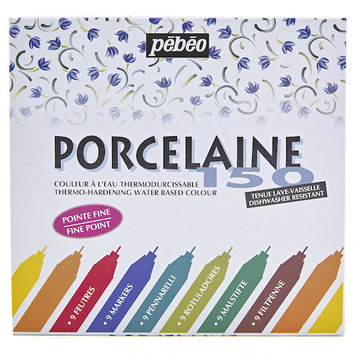 Pebeo Porcelain 150 Fine Marker 0.7mm x 9 Colors Assorted Set 021010 1 pc