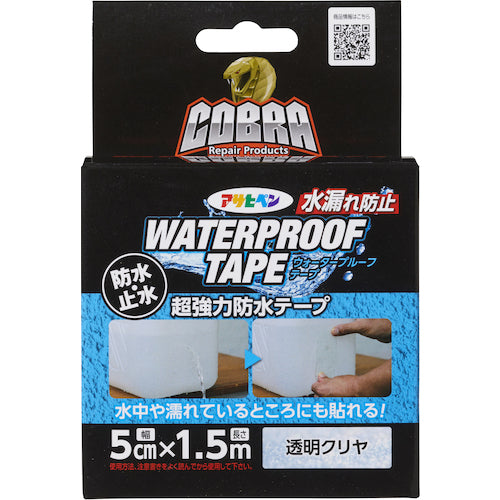 アサヒペン　ＣＯＢＲＡ　超強力防水テープ　５ＣＭ×１．５Ｍ　ＣＢ−０１１クリヤ　602343　1 個