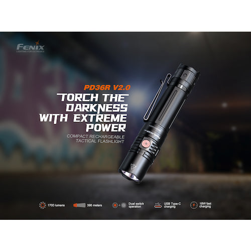 ＦＥＮＩＸ　充電式ＬＥＤライト　ＰＤ３６Ｒ　Ｖ２．０　PD36RV20　1 個