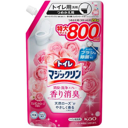 Ｋａｏ　トイレマジックリン消臭・洗浄スプレー　香り消臭　エレガントローズの香り　つめかえ用　８００ｍｌ　424945　1 個