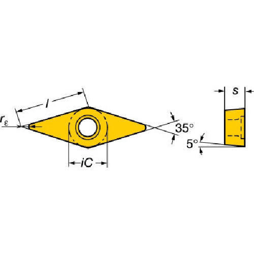 サンドビック　コロターン１０７　旋削用ポジチップ（１２０）　１１０５　VBMT 16 04 08-MR　10 個