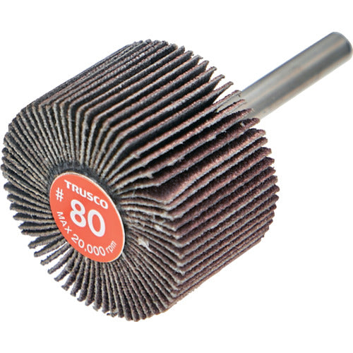 TRUSCO Economy Flap Wheel, Shaft Diameter 6mm, Outer Diameter 40 x Width 25 x Shaft Length 35, #80 (5 pieces) EF4025-80, 1 box