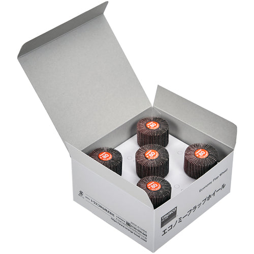 TRUSCO Economy Flap Wheel, Shaft Diameter 6mm, Outer Diameter 40 x Width 25 x Shaft Length 35, #80 (5 pieces) EF4025-80, 1 box