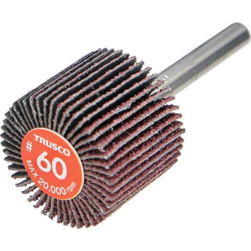 TRUSCO Economy Flap Wheel, Shaft Diameter 6mm, Outer Diameter 30 x Width 25 x Shaft Length 35, #60 (5 pieces) EF3025-60, 1 box