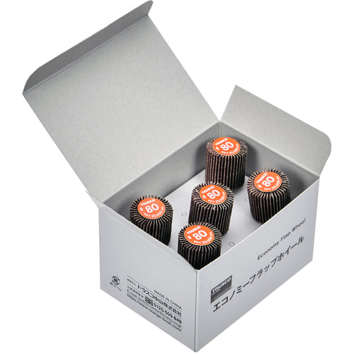 TRUSCO Economy Flap Wheel, Shaft Diameter 6mm, Outer Diameter 25 x Width 25 x Shaft Length 35, #80 (5 pieces) EF2525-80, 1 box