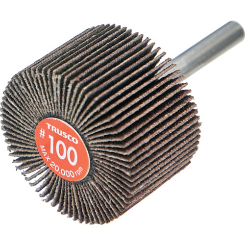 TRUSCO Economy Flap Wheel, Shaft Diameter 6mm, Outer Diameter 40 x Width 25 x Shaft Length 35, #100 (5 pieces) EF4025-100, 1 box