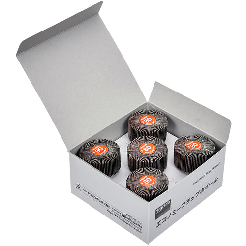 TRUSCO Economy Flap Wheel, Shaft Diameter 6mm, Outer Diameter 50 x Width 25 x Shaft Length 35, #80 (5 pieces) EF5025-80, 1 box