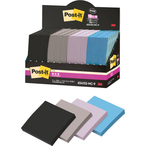3M Post-it Super Sticky Notes Multicolor 9 Extra Pack 6541SS-MC-9 1 Box