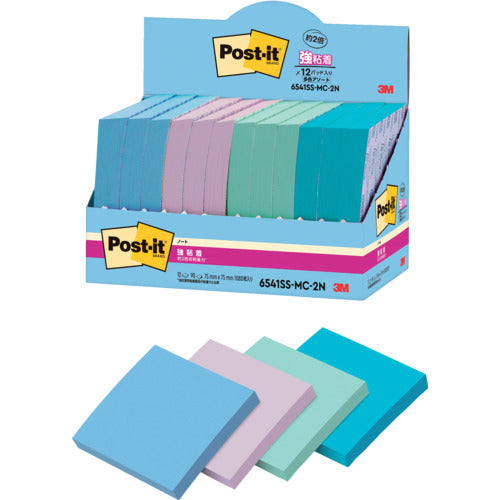 3M 포스트·잇 강점착 노트 멀티 컬러 2 증량 팩 6541SS-MC-2N 1 상자