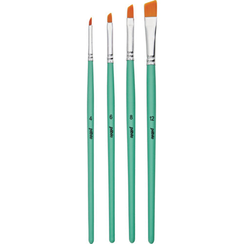 Pebeo Synthetic Fiber Angular (Slanted Flat Brush) Set of 4 952304 1 Brush