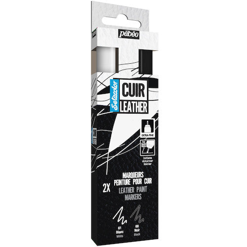 Pebeo Setacolor Leather Marker Matte White &amp; Black 2-color set 295685 1 piece