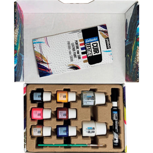 페베오 세타카라레자(가죽용) 셀렉션 박스(20mlx6색+45mlx2종+마커)+붓 1개 295682 1개