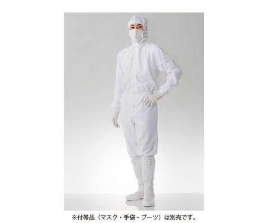 Cleanroom hooded overalls, white, M, FH197C-01, M, 1 piece