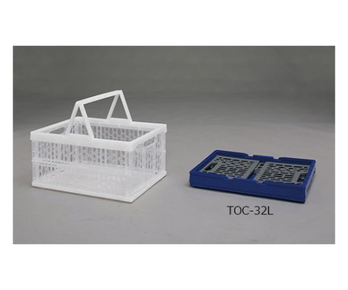 取手付折りたたみコンテナ　青/灰　TOC-32L 1個