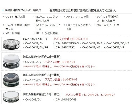 Direct-attached small gas mask GM185C(M) 1 piece