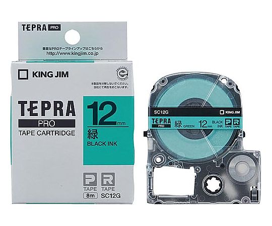 Tepra PRO Tape Pastel Green Label 12mm Black SC12G 1pc
