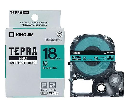 Tepra PRO Tape Pastel Green Label 18mm Black SC18G 1pc