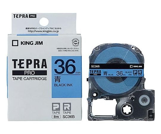 Tepra PRO Tape Pastel Blue Label 36mm Black SC36B 1pc