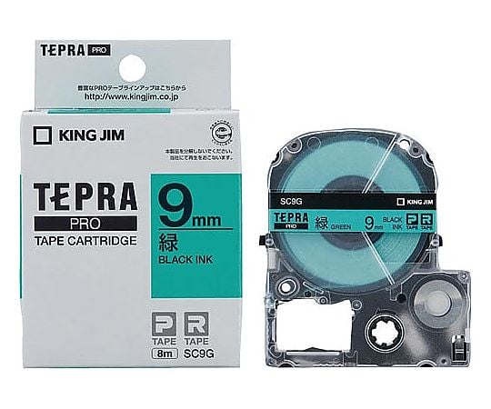 テプラ PROテープ パステル緑ラベル9mm黒文字　SC9G 1個