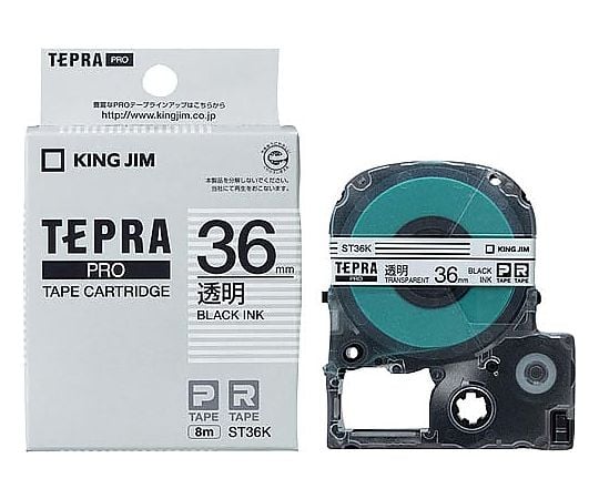 Tepra PRO Tape Clear Label 36mm Black Text ST36K 1pc