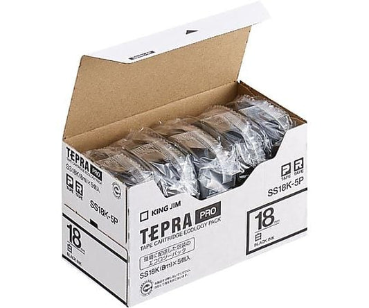 Tepra PRO Tape Eco White 18mm Black Character x 5 1 Pack (5 Pieces) SS18K-5P 1 Pack (5 Pieces)