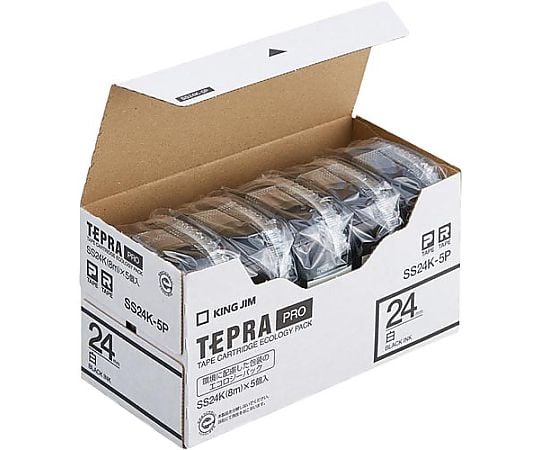 テプラ PROテープ エコ 白色24mm黒文字×5 1パック（5個入）　SS24K-5P 1パック(5個入)