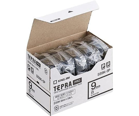 Tepra PRO Tape Eco White 9mm Black Text x 5 1 pack (5 pieces) SS9K-5P 1 pack (5 pieces)